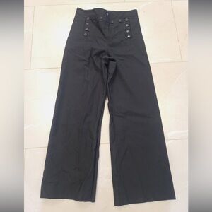 Vintage 90s US Navy Flare Deck Pants Black Wide Leg Stencil Boho